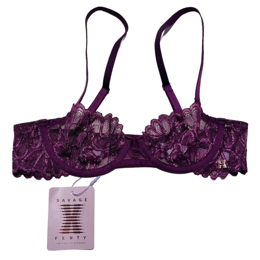 Savage X Fenty Savage Not Sorry Lace Balconette Bra Late Night Purple 32A